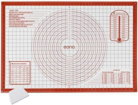 Amazon Marke – Eono Silikon-Backmatte, groß, 91,6 x 61 cm, Antihaft-Backblech, rutschfeste Ausrollmatte/Teigmatte/Teigblatt mit Maßen für Fondant, Gebäck, Pizza – Rot