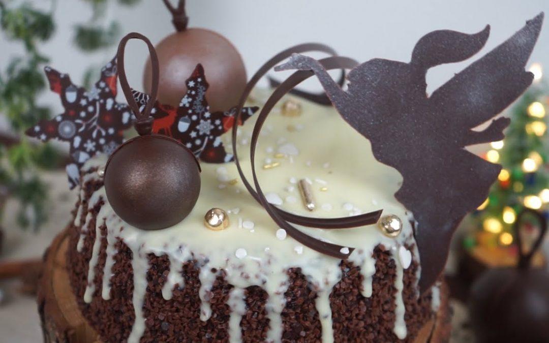 Tortendeko aus Schokolade - Weihnachtliche Kuchen Dekoration aus Kuvertüre - Kuchenfee AD