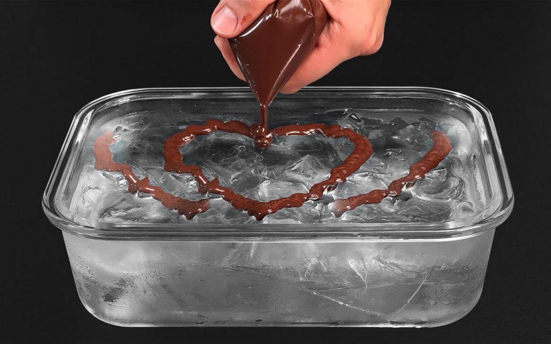 Geschmolzene Schokolade in Eiswasser gießen!  Bestes 5-Minuten-Rezept-Dessert ohne Backen und Ofen