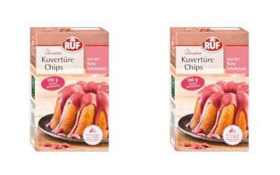 RUF Ruby Kuvertüre-Chips, rosa, Schokolade aus der Ruby Kakao-Bohne, zum Glasieren & Dekorieren von Kuchen, Torten & Pralinen, glutenfrei, 1 x 100g (Packung mit 2)