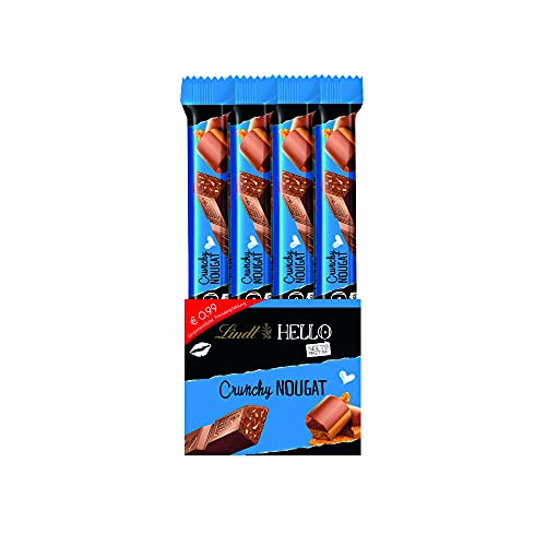 Lindt Schokolade HELLO Sticks Knuspriges Nougat |  24 x 39 g Riegel |  Vollmilch-Schokoladen Sticks mit Nougat-Krokant-Füllung |  Großpackung |  Schokoladengeschenk |  Schokoriegel