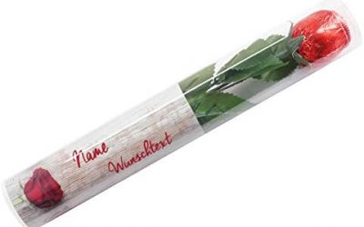 Herz & Heim® Schoko-Rose zum Valentinstag/Geburtstag/Muttertag mit Wunschnamen und Wunschtext