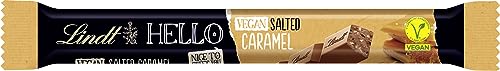 Lindt Schokolade HALLO Vegane Sticks Salzkaramell |  39 g Riegel |  Vegane-Schokoladen Sticks mit Kakao, mildem Mandelmark und gesalzenen Karamellstückchen |  Schokoladengeschenk |  Schokoriegel