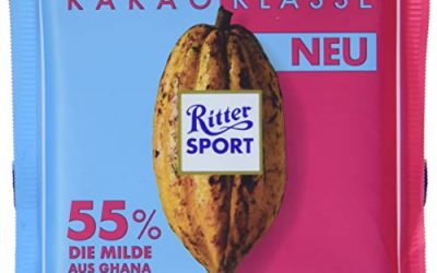 Ritter Sport Kakao-Klasse: Die Milde 55 % aus Ghana (12 x 100 g), dunkle Milchschokolade mit edlem Kakao aus Ghana, mit einem Hauch Vollmilch, Kakaogehalt: mind.  55 %