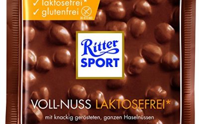 Ritter Sport Voll-Nuss laktosefrei*, 100 g, glutenfreie Vollmilchschokolade mit ganzen Haselnüssen ohne Laktose, knackige Nussschokolade für jeden Schokoladen-Fan