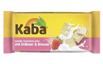 Kaba Weiße Schokolade mit Erdbeere & Brause, Tafelschokolade, 85 g Tafel, Weiße Schokolade mit fruchtiger Erdbeere & prickelnder Brause mit original Kaba-Geschmack