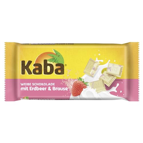 Kaba Weiße Schokolade mit Erdbeere & Brause, Tafelschokolade, 85 g Tafel, Weiße Schokolade mit fruchtiger Erdbeere & prickelnder Brause mit original Kaba-Geschmack