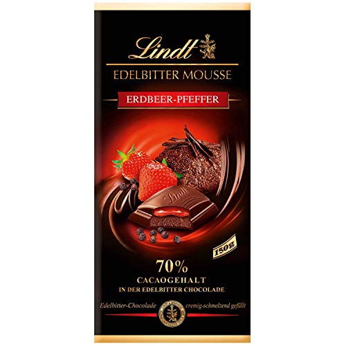 Lindt Erdbeere & Pfeffer 70% dunkle Schokoladenmousse 150g Riegel (Edelbitter