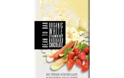 Meybona Bio Weiße Schokolade „Erdbeer-Rhabarber“ |  Kakao 35 % |  Manufaktur aus Deutschland |  Von der Bohne zur Bar |  Premium Schokoladen Geschenk 100g