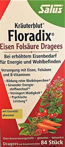 Salus Floradix Eisen Folsäure Dragees, 2 x 84 Stück Doppelpack