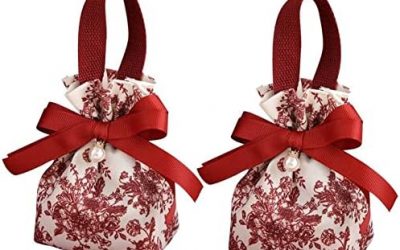 2 Stück Weihnachtsverpackung Leinwand Geschenktasche Süßigkeiten Dragee Draw String Geschenktüte Home Holiday Party Diy Dekoration Hochzeit Geschenktüten