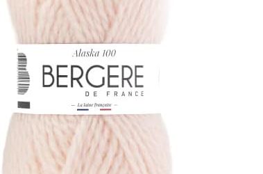 Bergère de France – ALASKA 100, Wolle zum Stricken und Häkeln (100 g) 50% gekämmte Wolle – 6,5 mm – großes rundes Futtergarn – Rosa (DRAGEE)