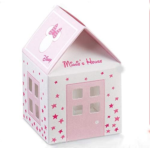 Ingrosso e Risparmio 12 Häuser für Dragees in weiß und rosa, von Disney, mit Stern und Fenstern, Mitbringsel, Öffnung, Party, Geburtstag, Mädchen (mit rosa Dragees)