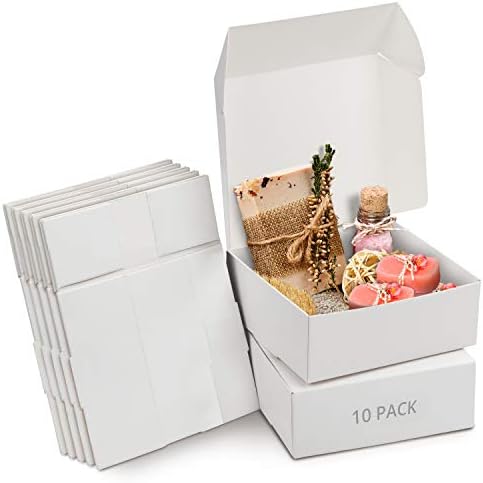 Kurtzy 10 Stk Karton Geschenkboxen Weiß – Schachteln 12 x 12 x 5cm Pappschachteln mit Deckel – Kraftpapier Geschenk Box zum Selber Aufbauen für Geschenke, Hochzeit, Party, Weihnachten