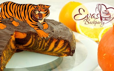 Tiger-Kuchen, Kürbis-Kuchen mit Schokolade und Orange, Halloween, Backen mit EvasBackparty